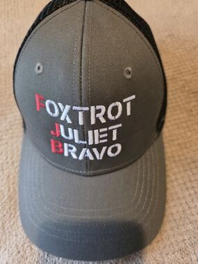 NFINITY Olive Green and Black Foxtrot Juliet Bravo Cap with Red Accents